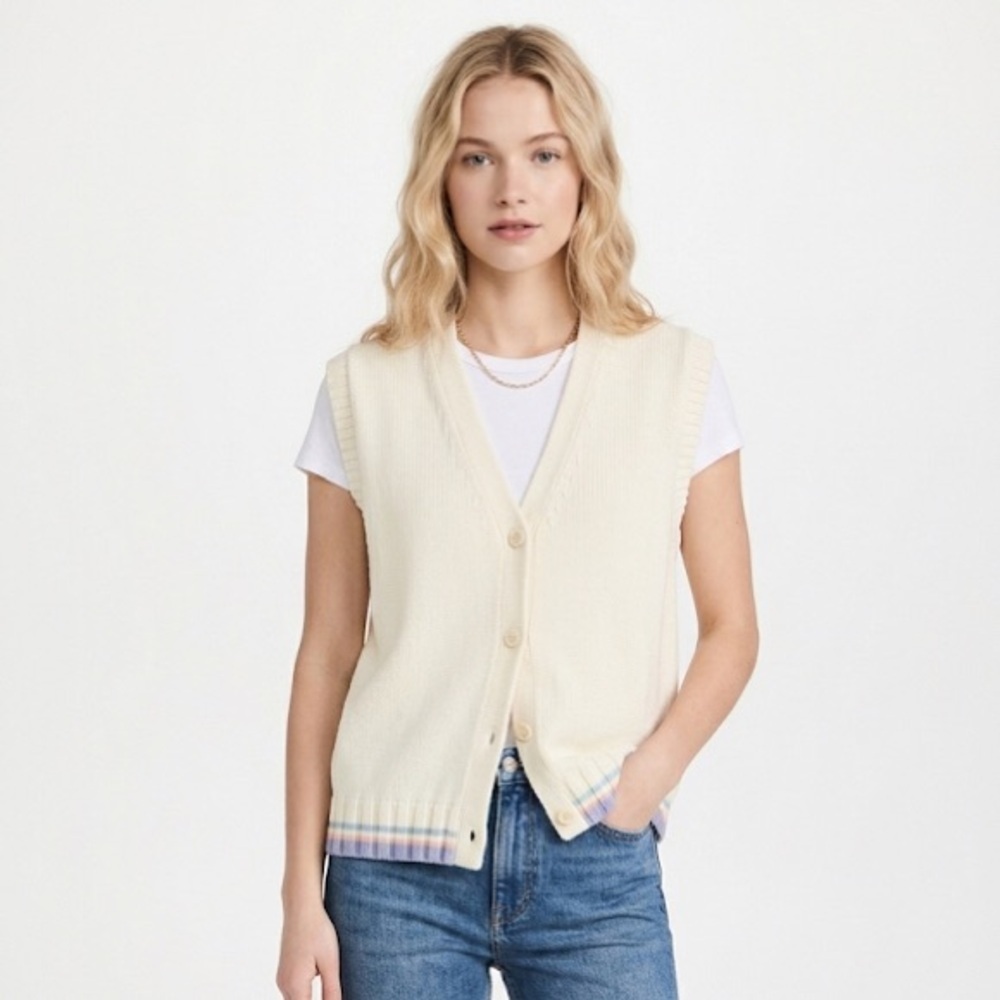 Zara knit preppy button down sweater cardigan sleeveless size large new with tag